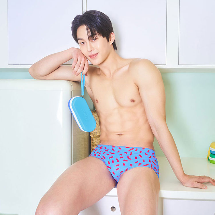 SENTI Men's Confetti Short Square Swimsuit Sky [MSP-25415] 디테일