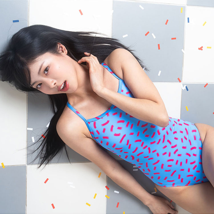 SENTI Women's Confetti Single Back Swimsuit Sky [WSM-25911 ] 디테일
