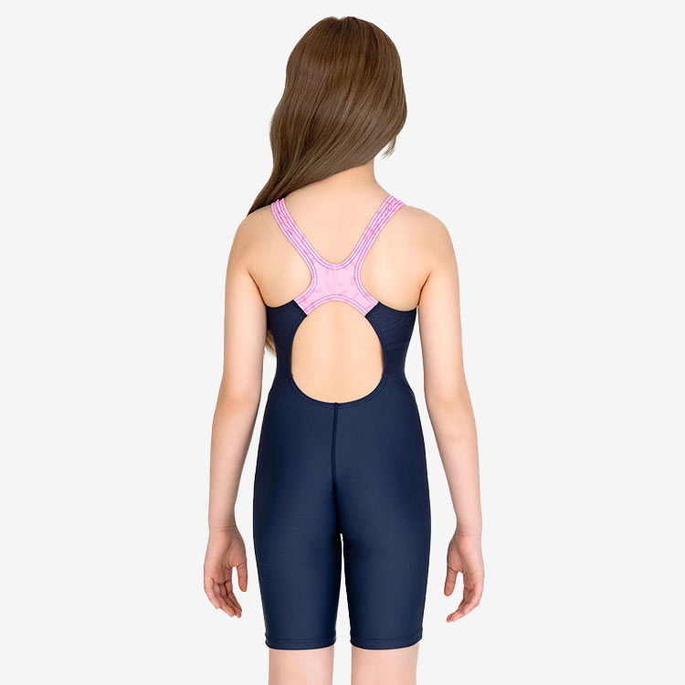 SENTI Kids Essential Basic Bubble Kneesuit Swimsuit Navy Pink [WJDT-B102 Girl's Swimsuit] 디테일