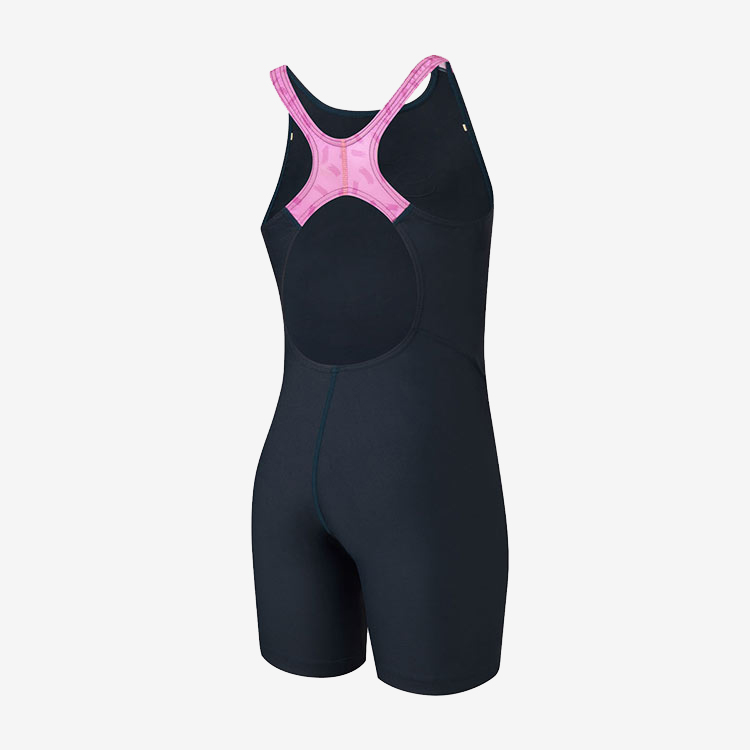 SENTI Kids Essential Basic Bubble Kneesuit Swimsuit Navy Pink [WJDT-B102 Girl's Swimsuit] 디테일