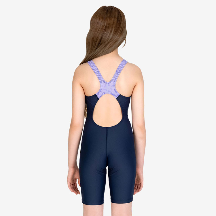 SENTI Kids Essential Basic Bubble Kneesuit Swimsuit Navy Purple [WJDT-B103 Girl's Swimsuit] 디테일
