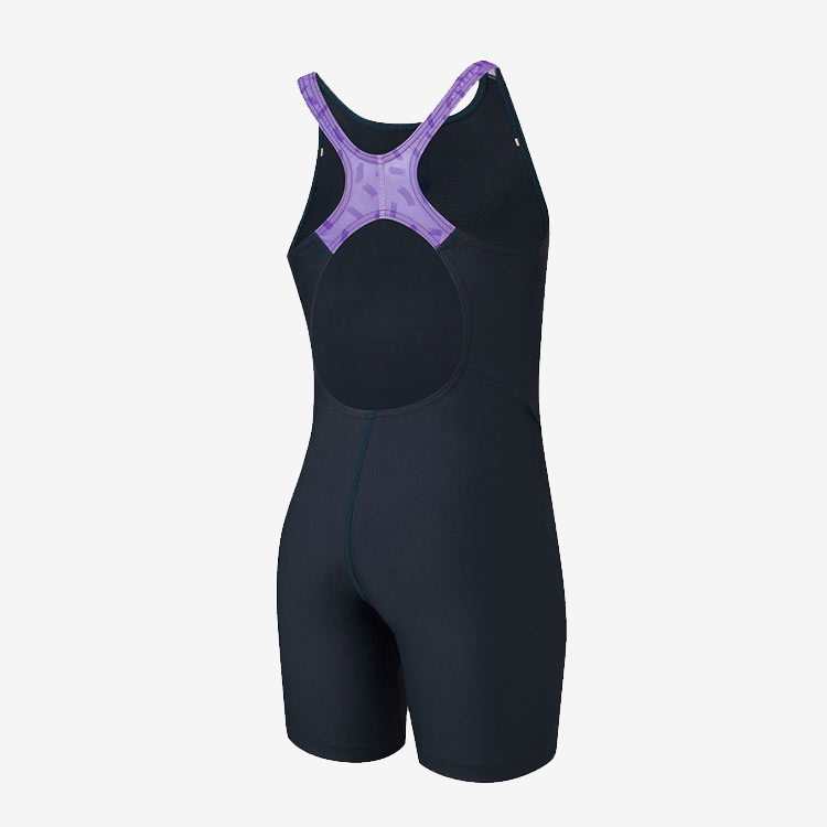SENTI Kids Essential Basic Bubble Kneesuit Swimsuit Navy Purple [WJDT-B103 Girl's Swimsuit] 디테일