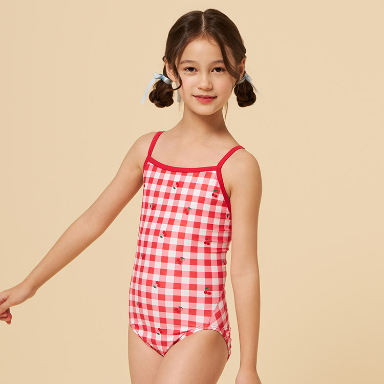 RALLY Kids Lodge Back Open X-Back Red [ PSGA181 Girls Swimsuit] 디테일