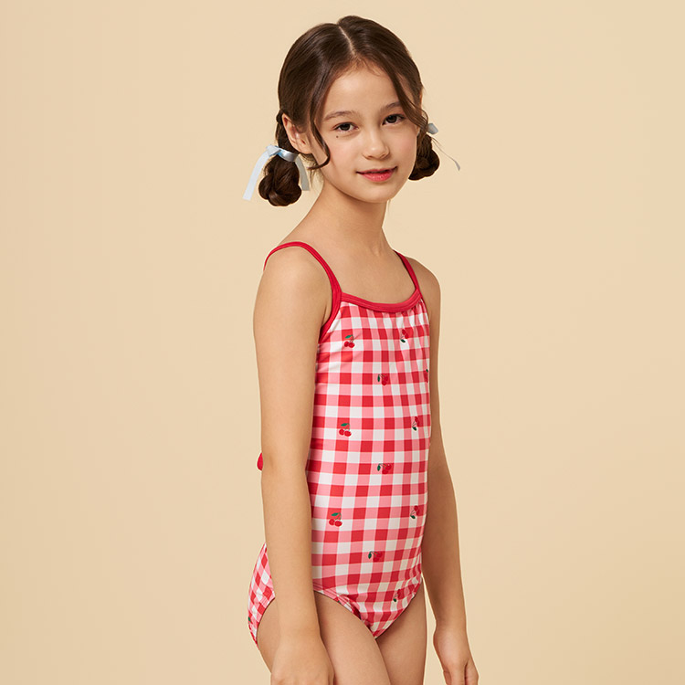 RALLY Kids Lodge Back Open X-Back Red [ PSGA181 Girls Swimsuit] 디테일