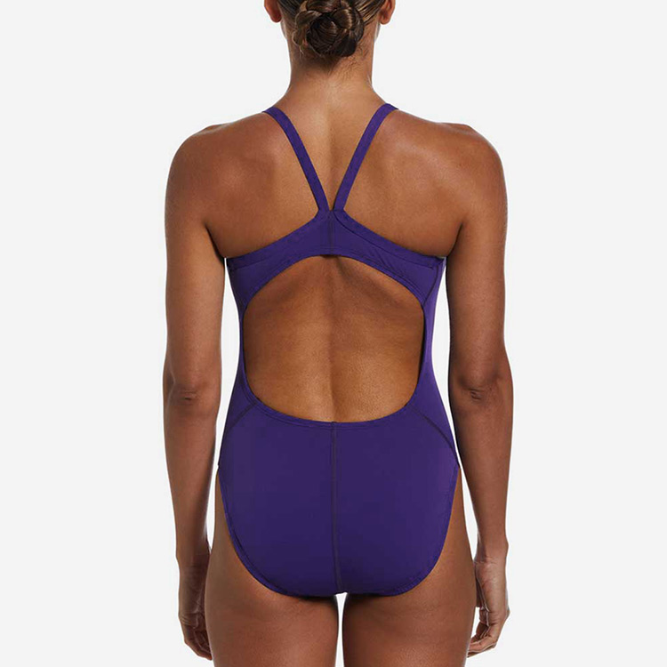 NIKE SWIM Women's Answer Solid Racer Back Swimsuit Coat Purple [NESSA017-536 Embroidery Logo ] 디테일
