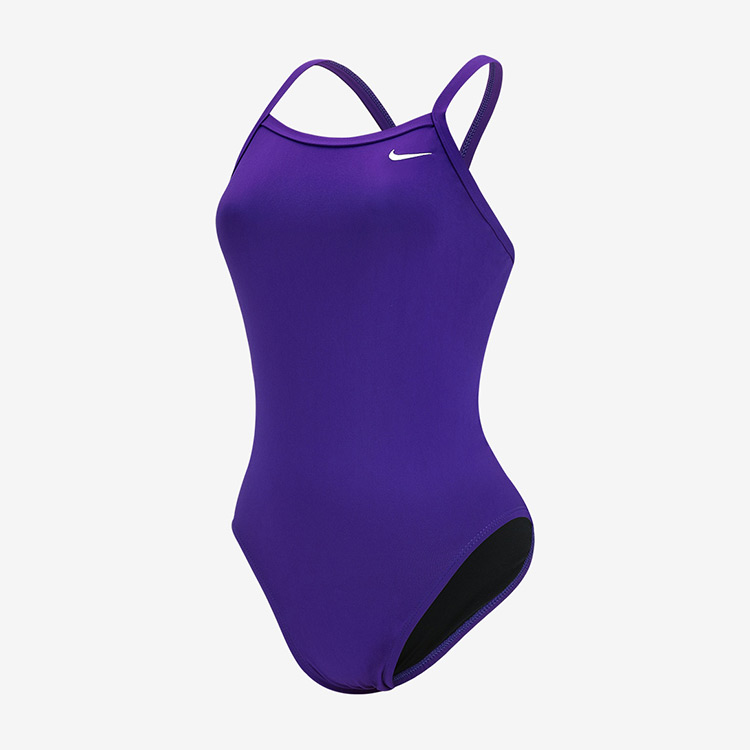 NIKE SWIM Women's Answer Solid Racer Back Swimsuit Coat Purple [NESSA017-536 Embroidery Logo ] 디테일
