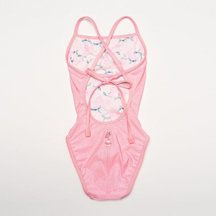 HOOG キッズ Fun Shine Ribbon Cross X-バック水着 シャインピンク [GXM442 ガールズ トレーニング水着] 디테일