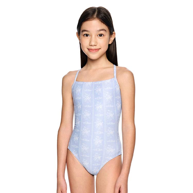 HOOG Kids Rococo Ribbon Cross X-Back Swimsuit Pastel Marine [GXA421 Girls Swimsuit ] 디테일
