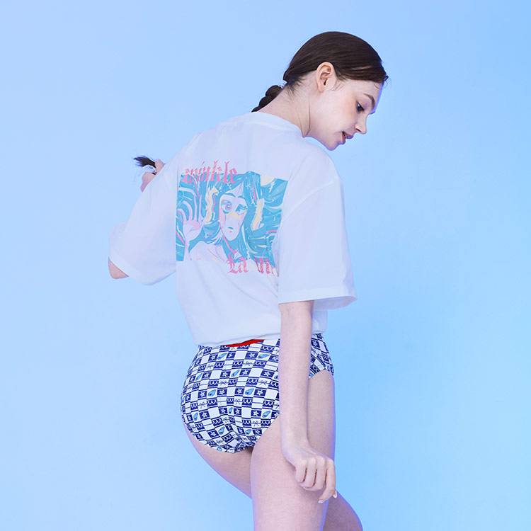 KITSCH PITCH レディース Siren オーバーサイズTシャツ オフホワイト [KF2LTS003 ビーチウェア] 디테일