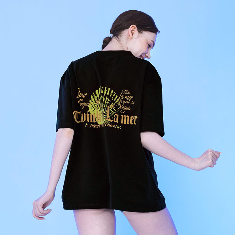 KITSCH PITCH レディース La Mer Clam オーバーサイズTシャツ ブラック [KF2LTS002 ビーチウェア] 디테일