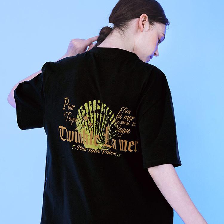 KITSCH PITCH レディース La Mer Clam オーバーサイズTシャツ ブラック [KF2LTS002 ビーチウェア] 디테일
