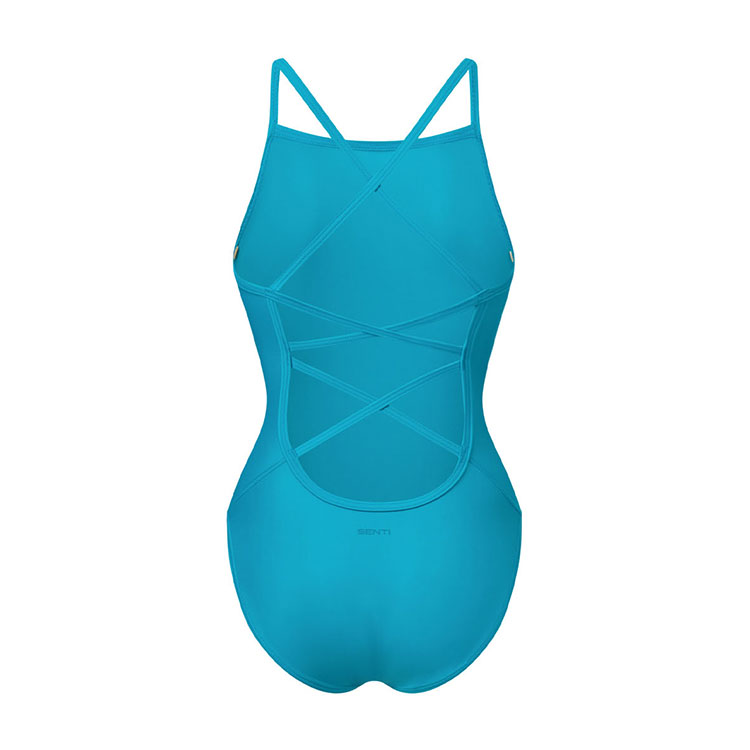 SENTI Women's Palette Double Cross Back Swimsuit Turquoise [WSM-2601 (TQ/TQ) 여자 실내수영복] 디테일