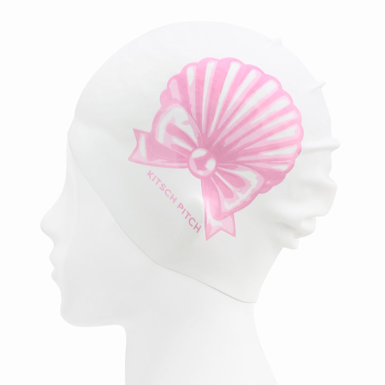 KITSCH PITCH Pearl Ribbon Shell Silicone Swim Cap Pink [KF2USC002] 디테일