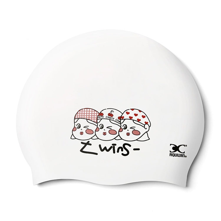 AQUWIN キッズ シリコンキャップ 水泳帽 ツインズ ホワイト [ JPP 트윈스 WHITE 아동 ] 상품컷