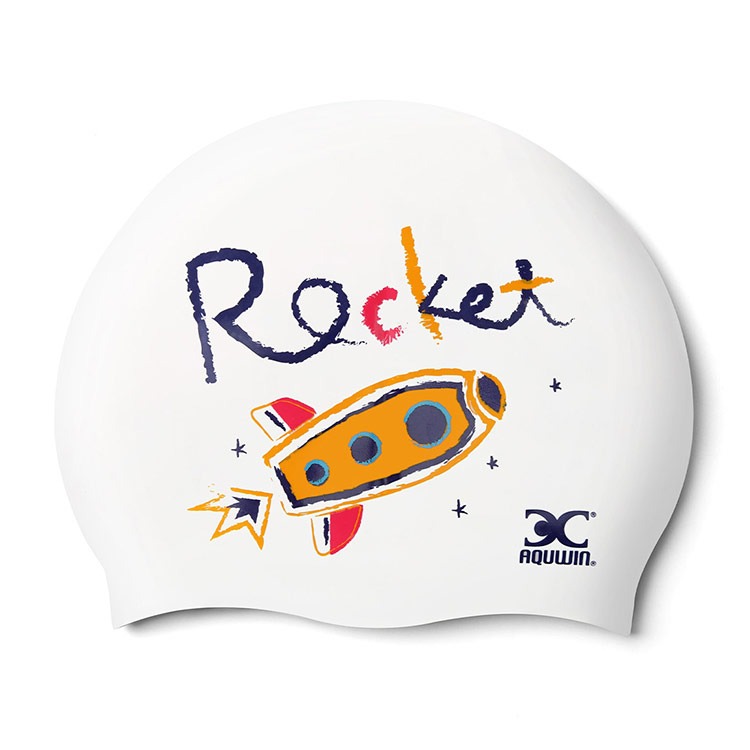 AQUWIN Rocket Galaxy シリコン スイムキャップ ホワイト [SP 로켓 갤럭시 WHITE 水泳帽] 상품컷