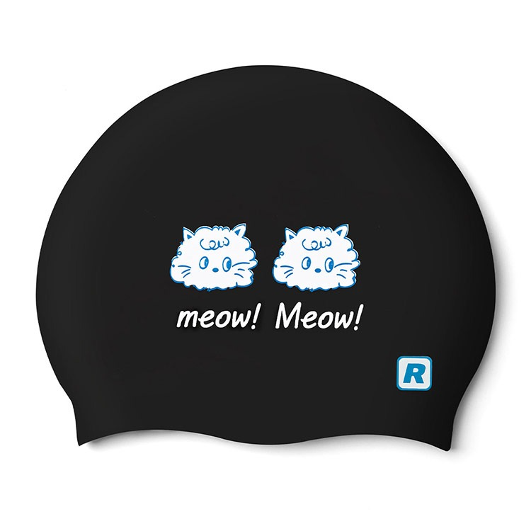 RALLY Meow シリコン スイムキャップ ブラック [ORUC811 (BLK) 水泳帽] 상품컷