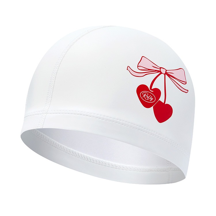 RALLY Cherry PUコーティング スイムキャップ ホワイト [ PRUC913 (WHT)  水泳帽] 상품컷