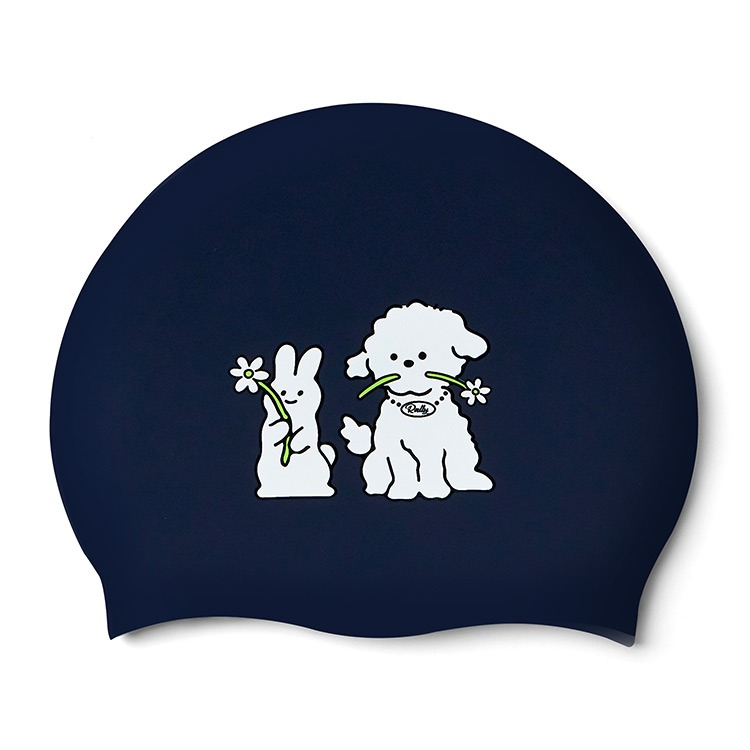 RALLY Rabbit and Dog シリコン スイムキャップ ネイビー [PRUC902 (NVY) 水泳帽] 상품컷
