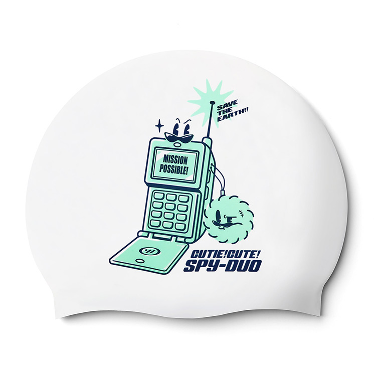 SWAVE Y2K Spy Duo シリコン スイムキャップ ホワイト [SW-CS108 (WHT) 水泳帽] 상품컷