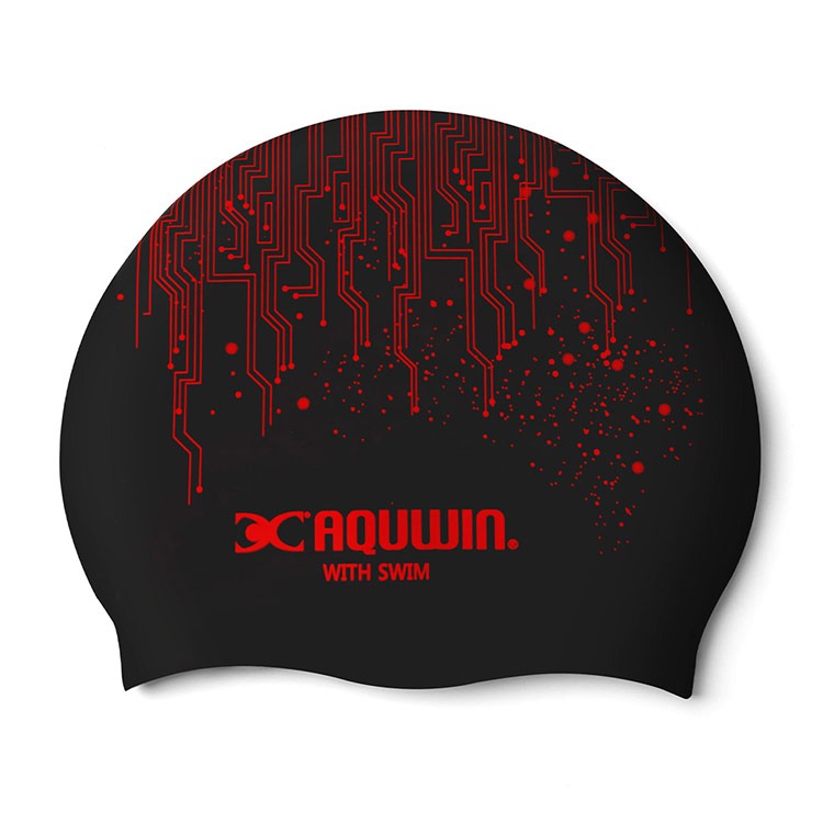 AQUWIN Cyber シリコン スイムキャップ レッド [SP 사이버 RED 水泳帽] 상품컷