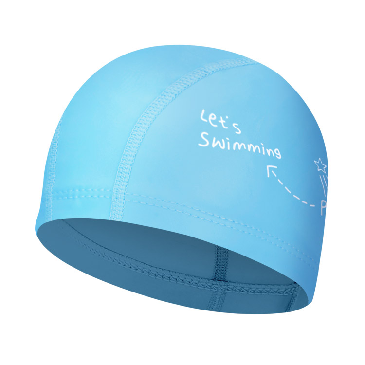 PHOENIX キッズ Drawing PUコーティング スイムキャップ ブルー [PCU-02 Drawing (Blue) 水泳帽] 상품컷