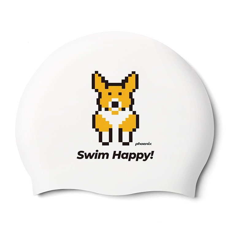 PHOENIX Pixelcogi シリコン スイムキャップ ホワイト [PCS-03 Pixelcogi (White) 水泳帽] 상품컷