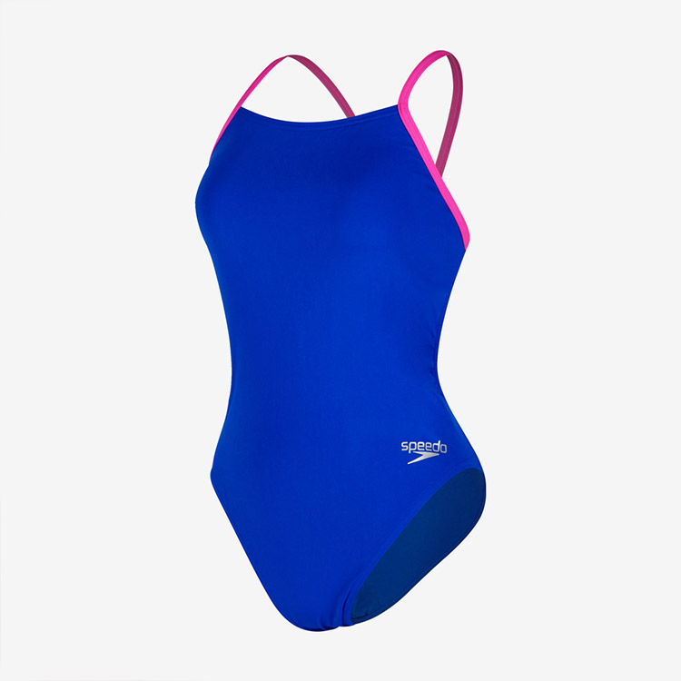 SPEEDO レディース Eco Endurance Solid Latticeバック水着 ブルー ピンク [8-00317815775 トレーニング] 상품컷