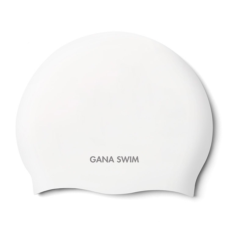 GANA SWIM Plain シリコン スイムキャップ ホワイト [GANASWIM Plain (WHT) 水泳帽]