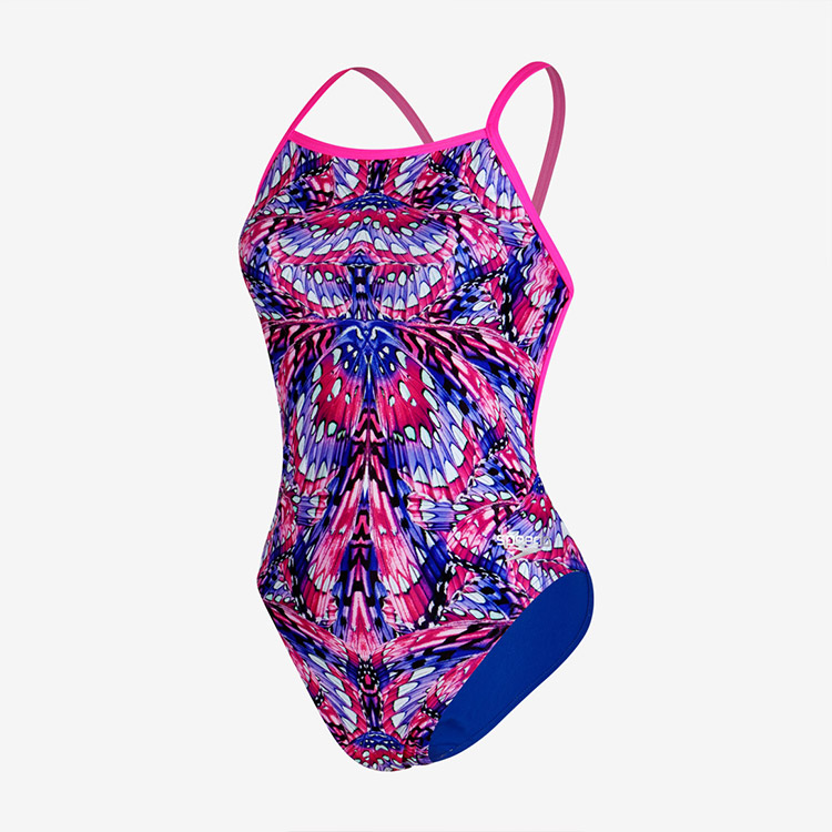 SPEEDO レディース Eco Endurance Placement Digital V-バック水着 ピンクブルー [8-00349915897 トレーニング] 상품컷
