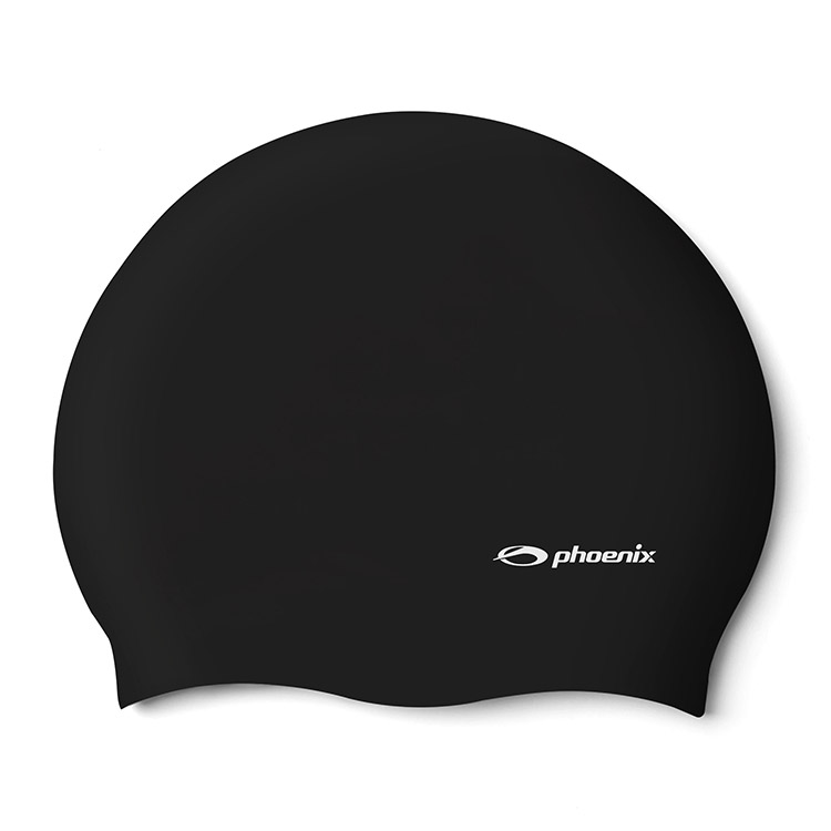 PHOENIX Solid Logo シリコン スイムキャップ ブラック [PCS-02 Soild (Black) 水泳帽]