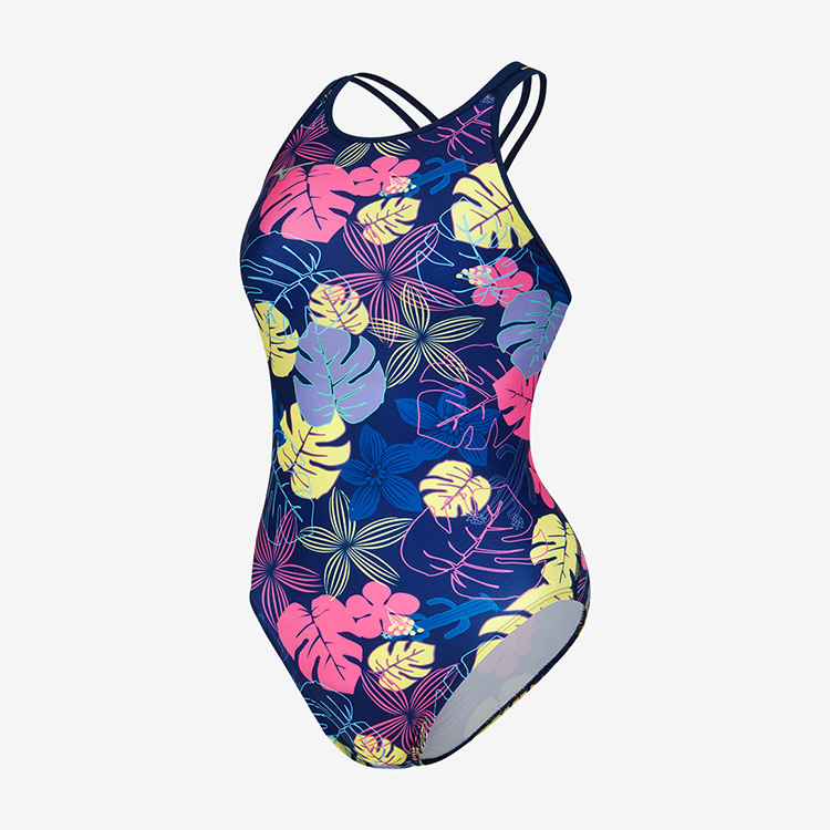 MIZUNO レディース Exersuit Terakawa Flower of Healing Crossバック水着 ネイビー [N2MAB27414 トレーニング] 상품컷