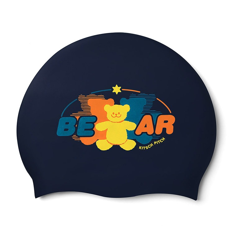 KITSCH PITCH Color Bears シリコン スイムキャップ ネイビー [KPB1CS007 水泳帽] 상품컷