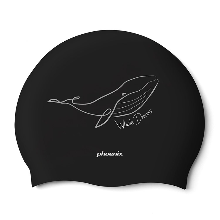 PHOENIX Whale Dream シリコンキャップ 水泳帽 ブラック [PCS-03 Whale Dream (Black)] 상품컷