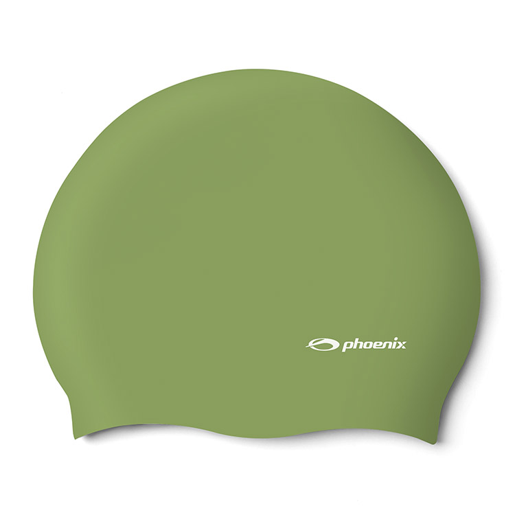 PHOENIX Solid Logo シリコン スイムキャップ カーキ [PCS-02 Soild (Khaki) 水泳帽]