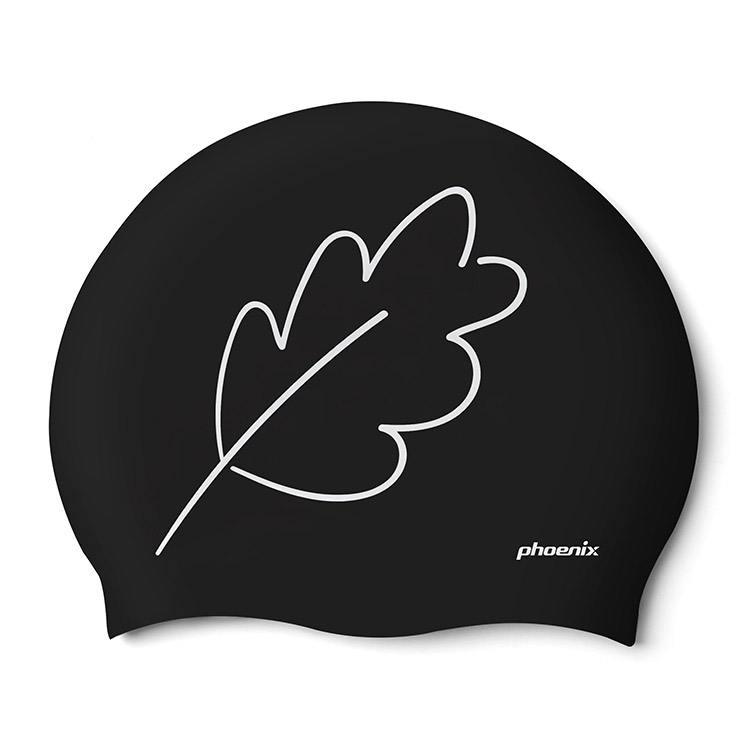 PHOENIX Green Leaf シリコンキャップ 水泳帽 ブラック [PCS-03 Greenleaf (Black)] 상품컷