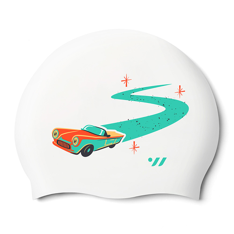 SWAVE Summer Drive シリコン スイムキャップ ホワイト [SW-CS132 (WHT) 水泳帽] 상품컷