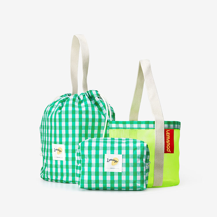 LEMANGO Bucket Mesh Pouch Three-In-One スイミングバッグ グリーン [LGNBG71002047] 상품컷