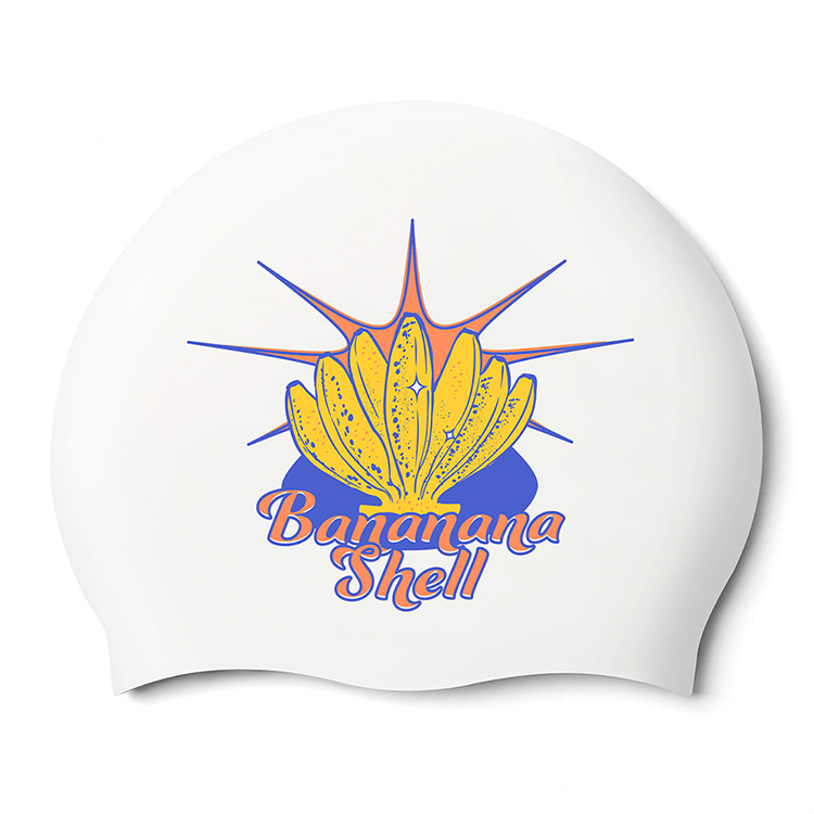SWAVE Banana Shell シリコン スイムキャップ ホワイト [SW-CS137 (WHT) 水泳帽] 상품컷