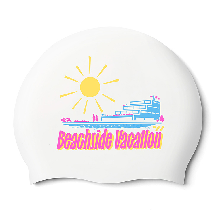 SWAVE Beachside Vacation シリコン スイムキャップ ホワイト [SW-CS127 (WHT) 水泳帽] 상품컷