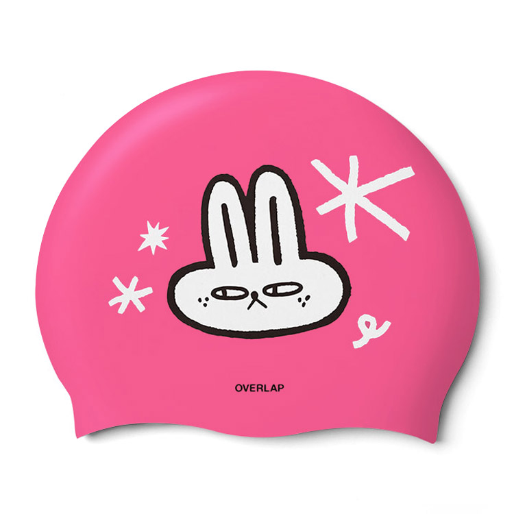 OVERLAP Bunny シリコン スイムキャップ ピンク [OLSC051 (PNK) 水泳帽] 상품컷