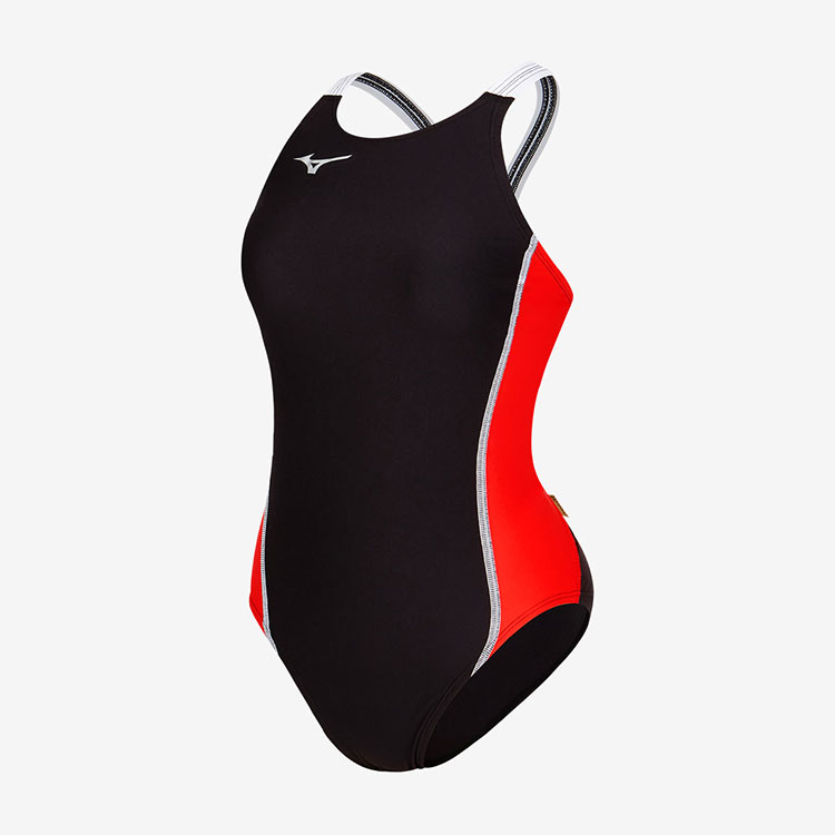 MIZUNO レディース Exersuit Line Racerバック水着 ブラックレッド [N2MAB26096 トレーニング] 상품컷