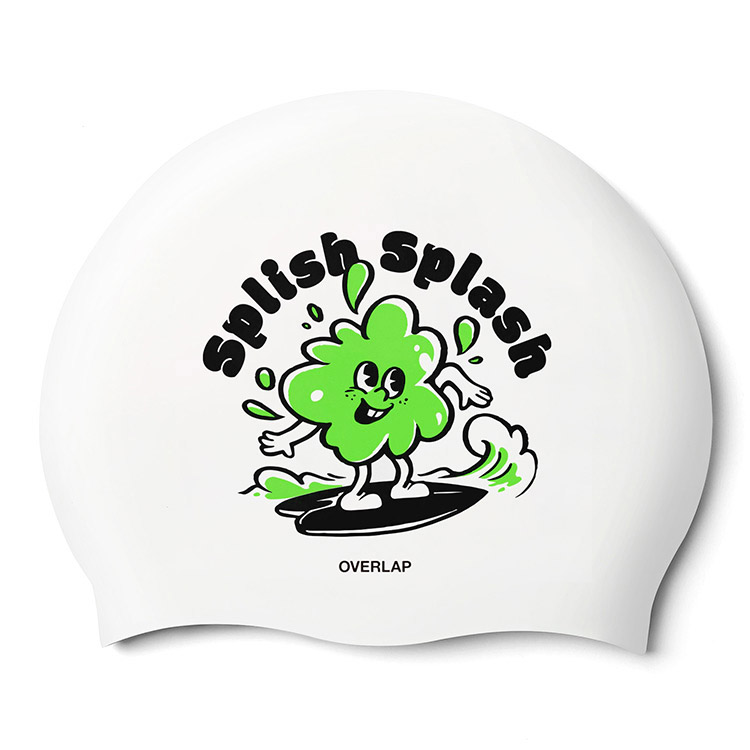 OVERLAP Splash シリコン スイムキャップ グリーン [OLSC052 (GRN) 水泳帽]