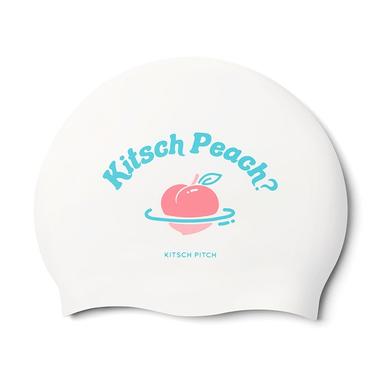 KITSCH PITCH Peach Drop シリコン スイムキャップ ホワイト [KPA1CS003 水泳帽] 상품컷