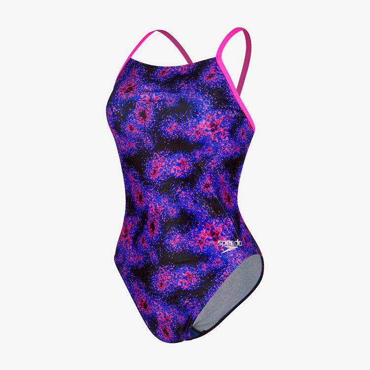 SPEEDO レディース Eco Endurance Allover Digital Latticeバック水着 ブルー ピンク [8-00317715867 トレーニング] 상품컷