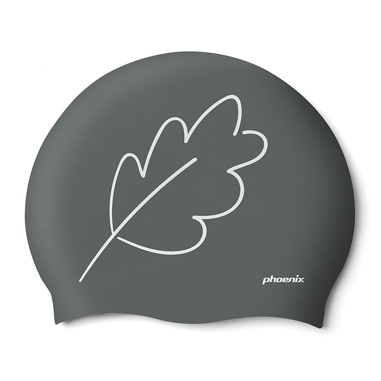 PHOENIX Green Leaf シリコン スイムキャップ グレー [PCS-03 Greenleaf (Gray) 水泳帽] 상품컷
