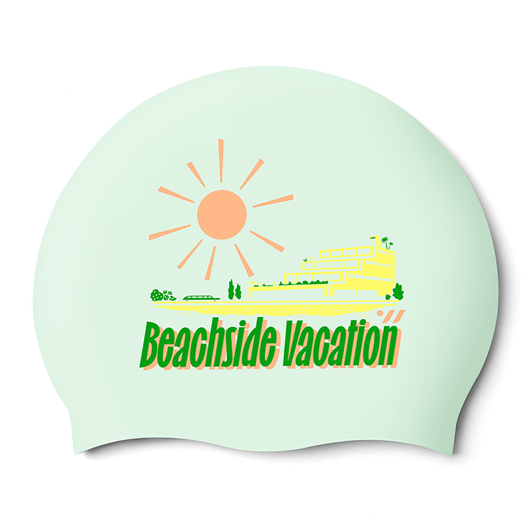 SWAVE Beachside Vacation シリコン スイムキャップ ペールミント [SW-CS128 (PMT) 水泳帽] 상품컷