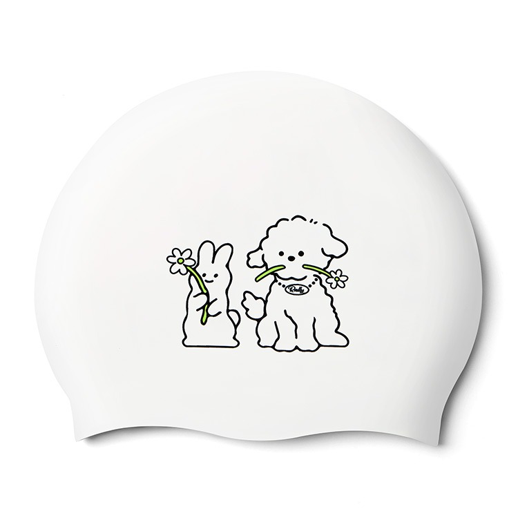 RALLY Rabbit and Dog シリコン スイムキャップ ホワイト [PRUC902 (WHT) 水泳帽]