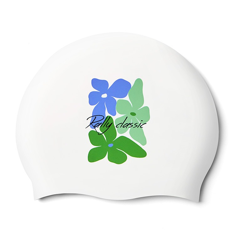 RALLY Flower シリコン スイムキャップ ホワイト [PRUC904 (WHT) 水泳帽]
