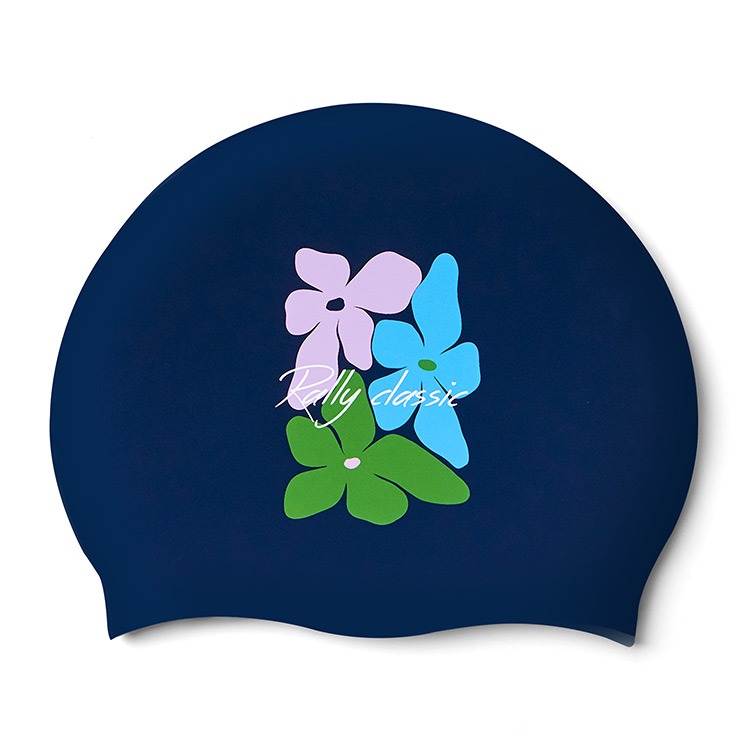 RALLY Flower シリコン スイムキャップ ネイビー [PRUC904 (NVY) 水泳帽] 상품컷