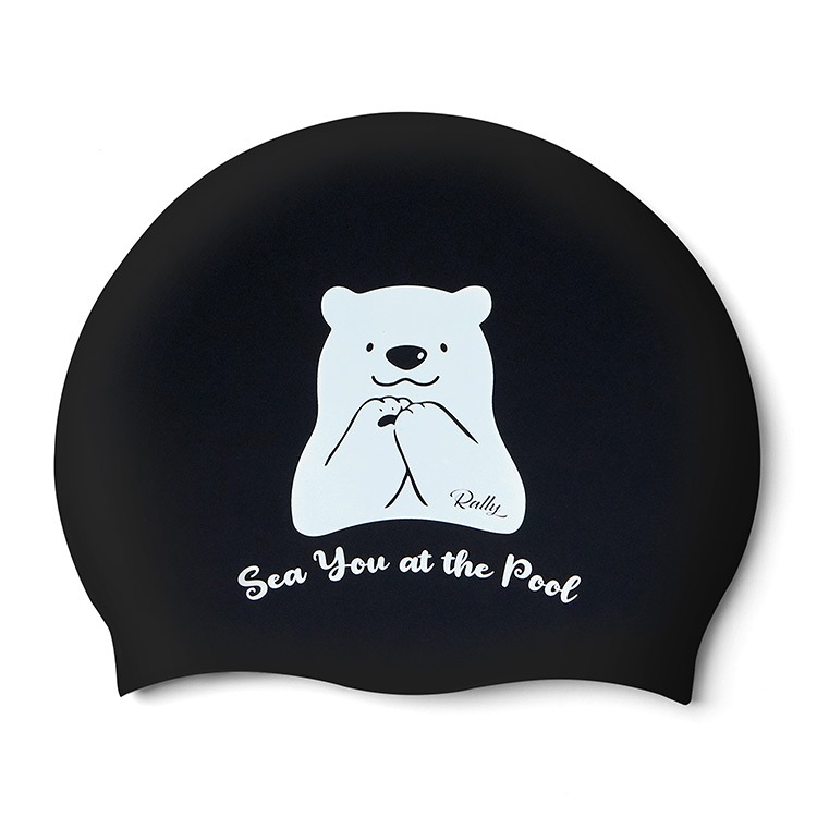 RALLY Bear シリコン スイムキャップ ブラック [PRUC908 (BLK) 水泳帽]